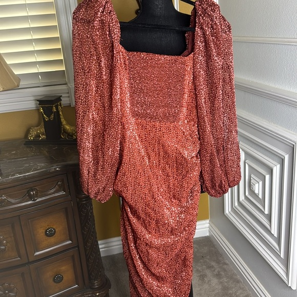 ASTR the Label Samara Dress Ginger Brown Ruffle Party Cocktail - Picture 7 of 9